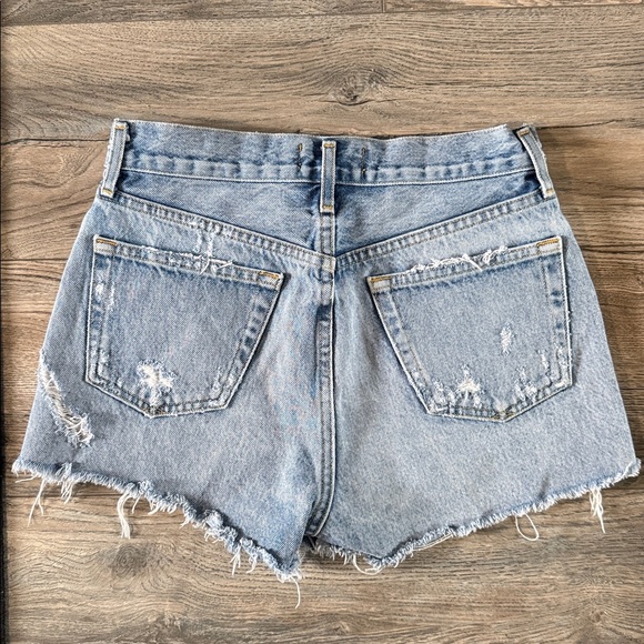 Agolde Women's Ripped Jean Shorts - Light Blue - Picture 5 of 10
